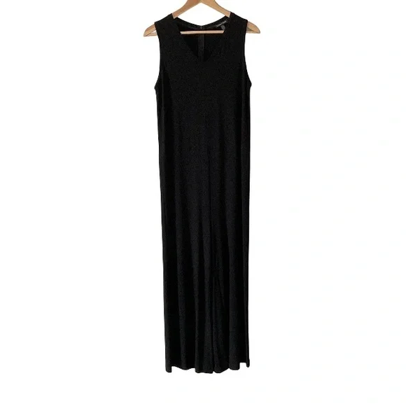 Eileen Fisher Sleeveless V-neck Black Viscose Jumpsuit, size XS - Picture 3 of 11